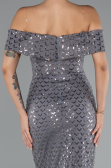 Robe de Soirée Longue Gris ABU5186