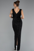 Robe de Soirée Longue Perlé Noir ABU5187