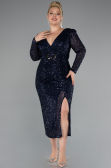 Robe De Invitation Grande Taille Midi Bleu Marine ABK1956