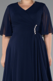 Robe de Soirée Grande Taille Longue Mousseline Bleu Marine ABU5180