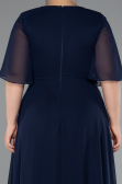 Robe de Soirée Grande Taille Longue Mousseline Bleu Marine ABU5180