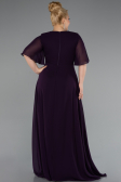 Robe de Soirée Grande Taille Longue Mousseline Violet ABU5180