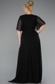 Robe de Soirée Grande Taille Longue Mousseline Noir ABU5180
