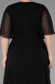 Robe de Soirée Grande Taille Longue Mousseline Noir ABU5180