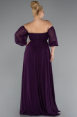 Robe De Soirée Grande Taille Longue Mousseline Violet Foncé ABU2597