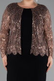 Robe De Soirée Grande Taille Midi Noir-Brun ABK2417