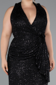 Robe de Soirée Longue Squameuse Noir ABU5209