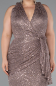 Robe de Soirée Longue Squameuse Vison ABU5209