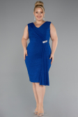 Robe de Soirée Grande Taille Midi Bleu Saxe ABK1752