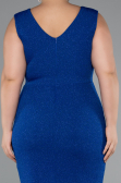 Robe de Soirée Grande Taille Midi Bleu Saxe ABK1752