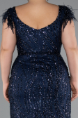 Robe de Soirée Grande Taille Longue Bleu Marine ABU5182