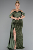 Robe De Fiançailles Grande Taille Longue Squameuse Kaki ABU4086