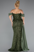 Robe De Fiançailles Grande Taille Longue Squameuse Kaki ABU4086