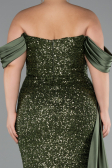 Robe De Fiançailles Grande Taille Longue Squameuse Kaki ABU4086