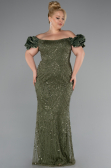 Robe De Fiançailles Grande Taille Perlé Longue Kaki ABU4788