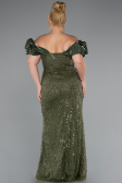 Robe De Fiançailles Grande Taille Perlé Longue Kaki ABU4788