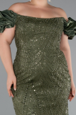 Robe De Fiançailles Grande Taille Perlé Longue Kaki ABU4788