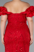 Robe De Fiançailles Grande Taille Perlé Longue Rouge ABU4788