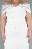 Robe De Invitation Grande Taille Midi Blanc ABK2379