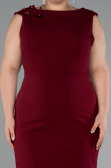 Robe De Fête Grande Taille Midi Rouge Bordeaux ABK2422