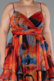 Robe de Soirée Grande Taille Longue Orange ABU5211