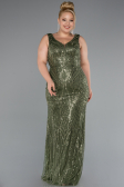 Robe Grande Taille Longue Perlé Kaki ABU5188