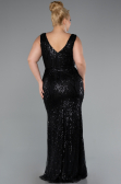 Robe Grande Taille Longue Perlé Noir ABU5188