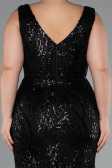 Robe Grande Taille Longue Perlé Noir ABU5188
