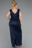 Robe Grande Taille Longue Perlé Bleu Marine ABU5190