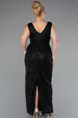Robe Grande Taille Longue Perlé Noir ABU5190
