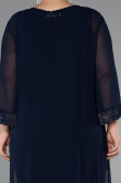 Robe De Soirée Mousseline Longue Bleu Marine ABT083