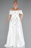Robe De Soirée Grande Taille Satin Longue Blanc ABU4998