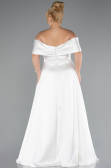 Robe De Soirée Grande Taille Satin Longue Blanc ABU4998