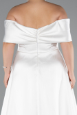 Robe De Soirée Grande Taille Satin Longue Blanc ABU4998