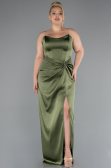 Robe De Soirée Grande Taille Longue Satin Kaki ABU5179