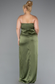 Robe De Soirée Grande Taille Longue Satin Kaki ABU5179