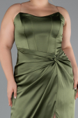 Robe De Soirée Grande Taille Longue Satin Kaki ABU5179