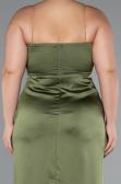 Robe De Soirée Grande Taille Longue Satin Kaki ABU5179