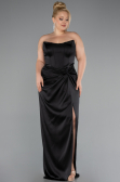 Robe De Soirée Grande Taille Longue Satin Noir ABU5179