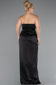 Robe De Soirée Grande Taille Longue Satin Noir ABU5179