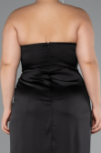 Robe De Soirée Grande Taille Longue Satin Noir ABU5179