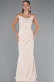Robe de Soirée Longue Beige ABU5216