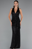 Robe de Soirée Longue Squameuse Noir ABU5209