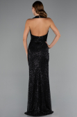 Robe de Soirée Longue Squameuse Noir ABU5209