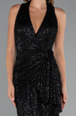 Robe de Soirée Longue Squameuse Noir ABU5209
