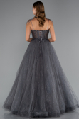 Robe de Fiançailles Design Personnalisé Longue Anthracite ABU5220