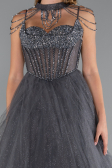 Robe de Fiançailles Design Personnalisé Longue Anthracite ABU5220