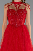 Robe de Fiançailles Design Personnalisé Longue Rouge ABU5220