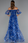 Robe de Soirée Longue Bleu Saxe ABU5221