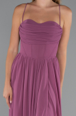 Robe de Soirée Longue Mousseline Couleur Rose ABU5223